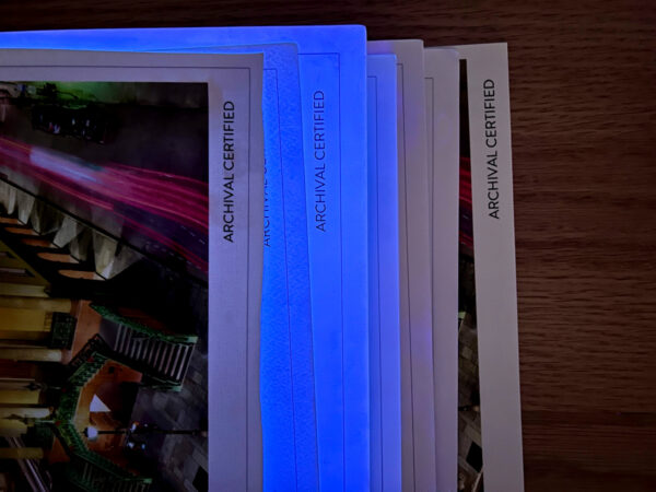 Optical Brighteners OBAs Paper UV Example